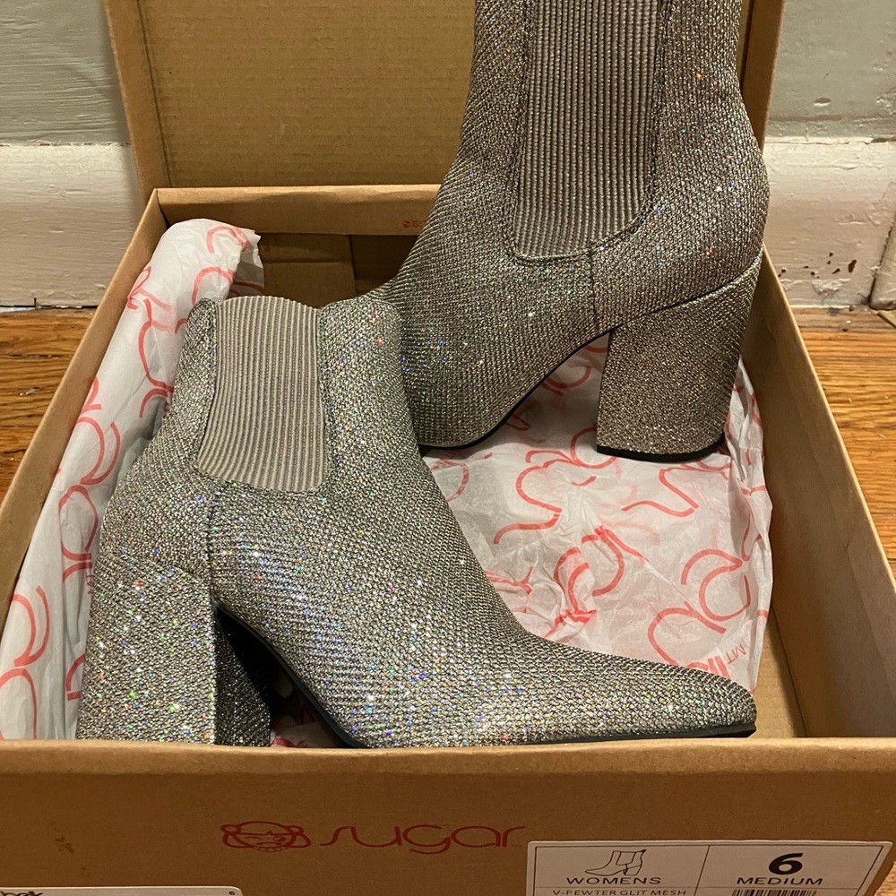 Sugar Women's Silver Ankle Boots